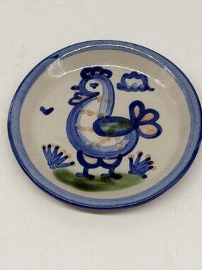 Vintage M A Hadley Chicken Motif Hen Rooster Small Plate 4” Mini Hand Painted